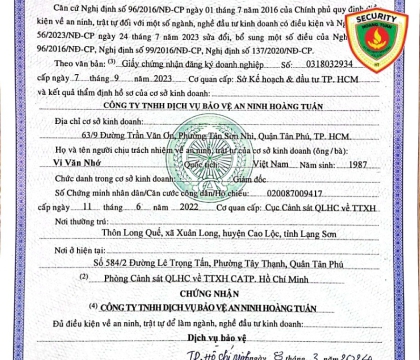 GIẤY AN NINH TRẬT TỰ